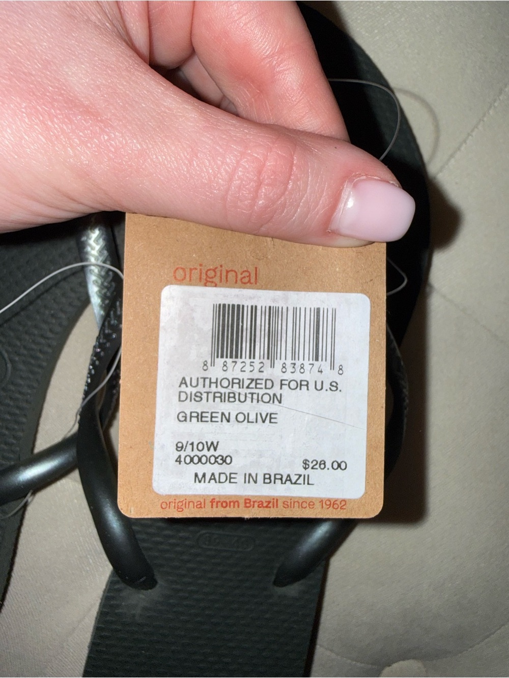 NWT Havaianas Slim Flip Flops - Green Olive - Picture 4 of 5
